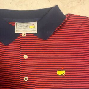 Men's Short Sleeve Striped Polo Shirt - Red and Navy 60’s Two-Ply Mercerized